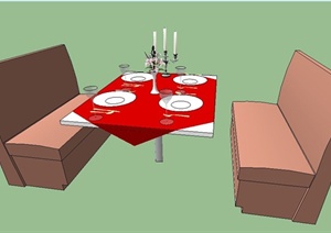 现代简约餐厅沙发餐桌SU(草图大师)模型