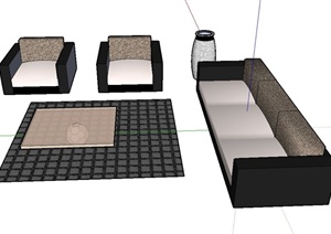 现代室内沙发套装组合设计SU(草图大师)模型