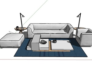 现代室内简约式沙发组合设计SU(草图大师)模型