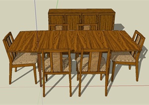 木质餐桌椅与地柜设计SU(草图大师)模型