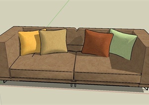 某室内黄色两人沙发设计SU(草图大师)模型