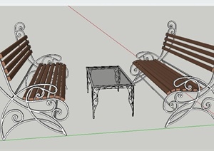 现代风格铁艺户外桌椅组合SU(草图大师)模型