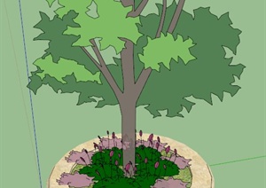圆形树池设计SU(草图大师)模型