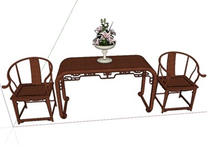 中式休闲桌椅设计SU(草图大师)模型