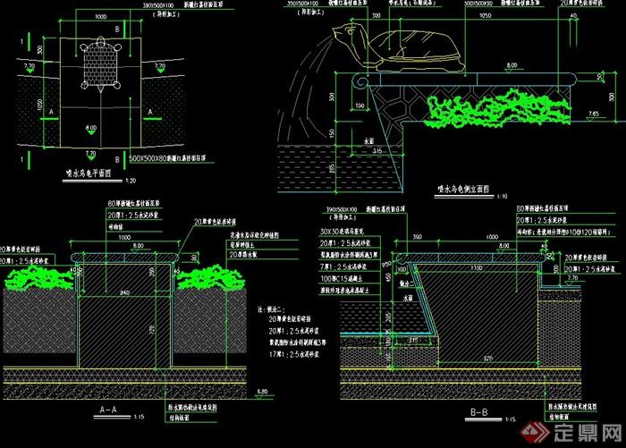水景木廊架设计CAD施工图(3)