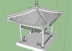 中式瓦亭设计SU(草图大师)模型