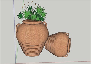 园林景观节点陶瓷花钵设计SU(草图大师)模型