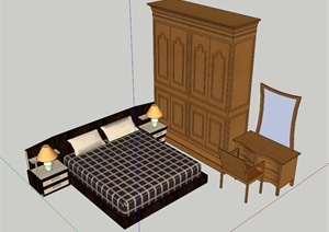室内床、衣柜梳妆柜设计SU(草图大师)模型