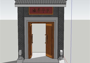 古典中式建筑入口大门设计SU(草图大师)模型