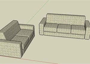 室内两个沙发设计SU(草图大师)模型