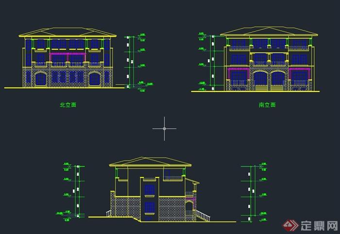某欧式三层坡屋顶别墅建筑设计CAD图JPG方案图(8)