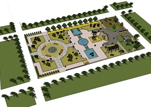 小型公园景观设计SU(草图大师)模型