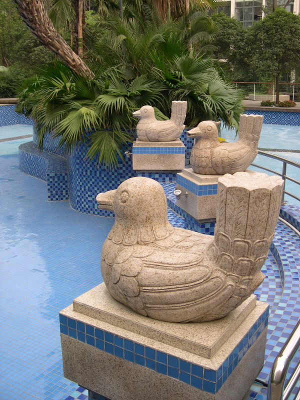 雕塑,泳池景观小蒲葵