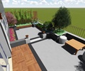 桌凳组合,树池,栏杆,木平台,屋顶花园