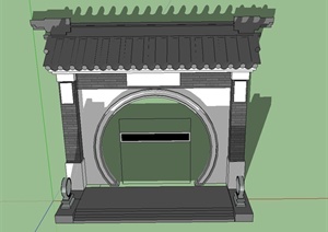 古典中式月亮门设计SU(草图大师)模型