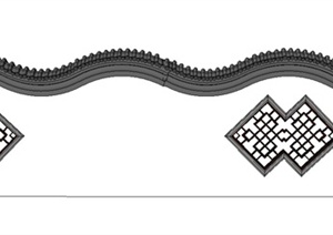 园林景观节点古典中式围墙设计SU(草图大师)模型
