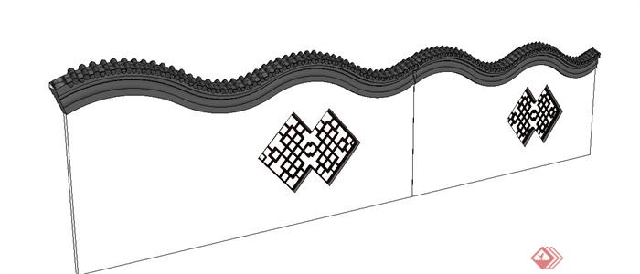 園林景觀節點古典中式圍牆設計su模型