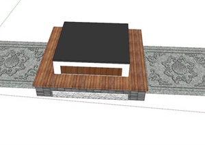 中式方形坐凳设计SU(草图大师)模型