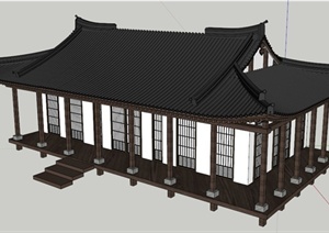古朝鲜族风格居住建筑设计SU(草图大师)模型