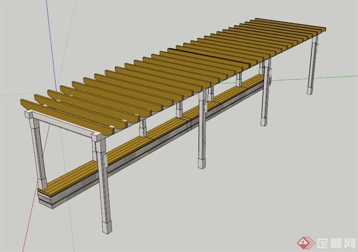 廊架坐凳设计SU模型(1)