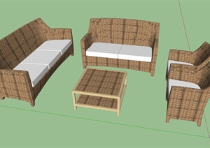 庭院木质桌椅设计SU(草图大师)模型