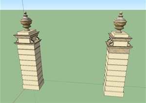 欧式小型景观柱设计SU(草图大师)模型