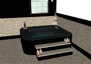 某现代浴室内方形浴缸设计SU(草图大师)模型