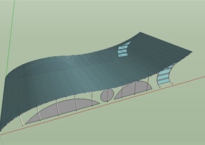 园林景观节点地下车库入口玻璃廊架设计SU(草图大师)模型