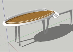 现代椭圆形廊架设计SU(草图大师)模型