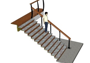 室内楼梯栏杆设计SU(草图大师)模型