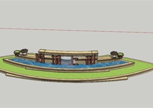 花池、水池组合设计SU(草图大师)模型