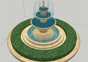 喷泉水钵设计SU(草图大师)模型