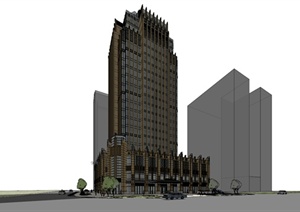 新古典风格金融大厦建筑设计SU(草图大师)模型