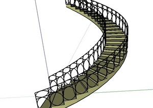建筑节点 旋转楼梯设计SU(草图大师)模型