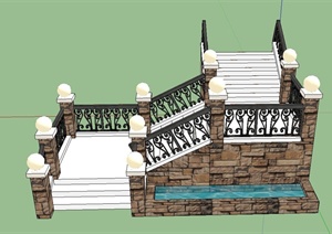 室外建筑节点楼梯设计SU(草图大师)模型
