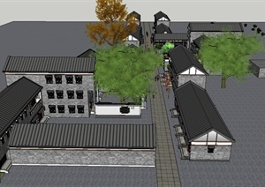 某古典中式商业街综合建筑设计SU(草图大师)模型