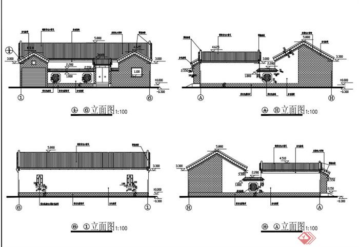 古典中式二层住宅建筑设计PDF施工图(1)