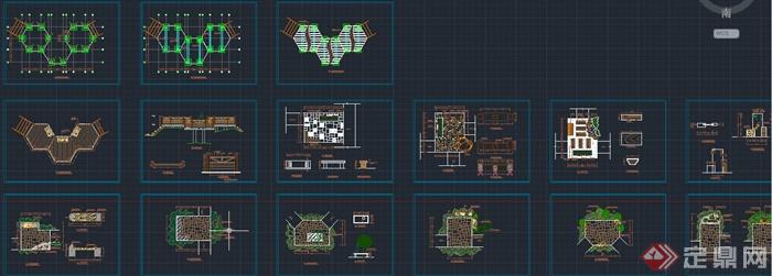 园林景观节点两款木平台设计CAD详图(2)