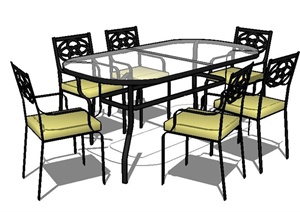 5组现代风格桌椅组合SU(草图大师)模型