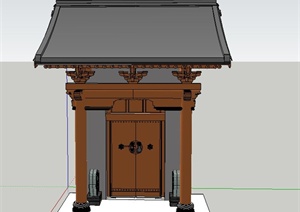 古典中式建筑入口门设计SU(草图大师)模型