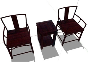 中式木质太师椅设计SU(草图大师)模型