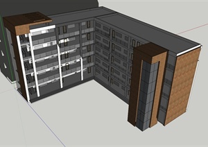 L形教学楼建筑设计SU(草图大师)模型