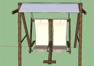 园林景观节点木质双人吊椅设计SU(草图大师)模型