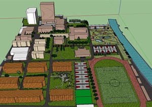 某地农林职业技术学院校园景观方案设计SU(草图大师)模型