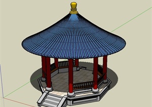 古典中式圆形景观亭子设计SU(草图大师)模型
