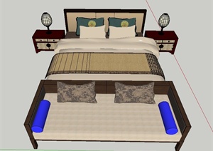 卧室双人床组合设计SU(草图大师)模型