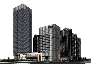 现代商业步行街及办公住宅建筑设计SU(草图大师)模型