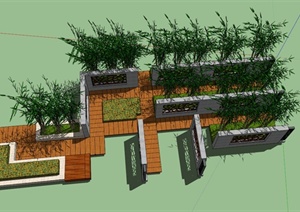 树池园路组合设计SU(草图大师)模型