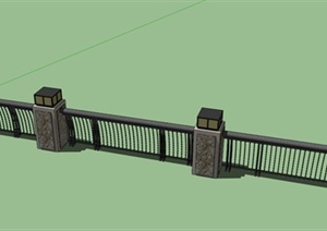 景观柱围栏组合设计SU(草图大师)模型