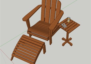 木质庭院躺椅设计SU(草图大师)模型